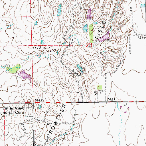 Topographic Map of Crowther Oil Field, KS