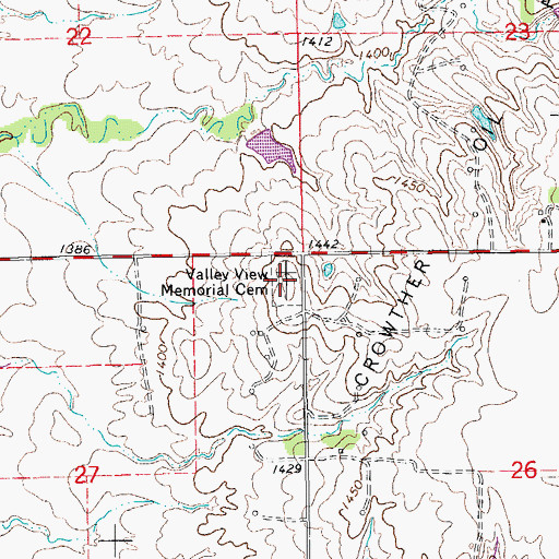 Topographic Map of Valley View Memorial Cemetery, KS