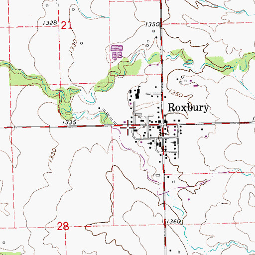 Topographic Map of Roxbury, KS