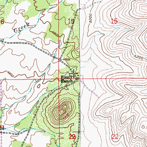 Topographic Map of Foudy Ranch, AZ