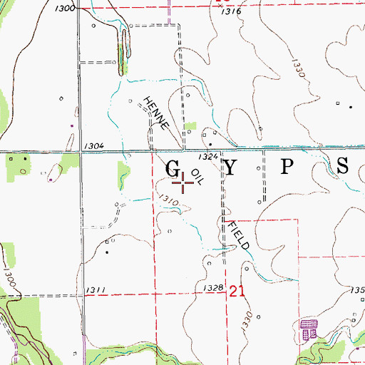 Topographic Map of Henne Oil Field, KS