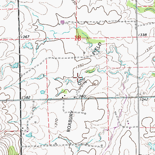 Topographic Map of Roxbury Oil Field, KS