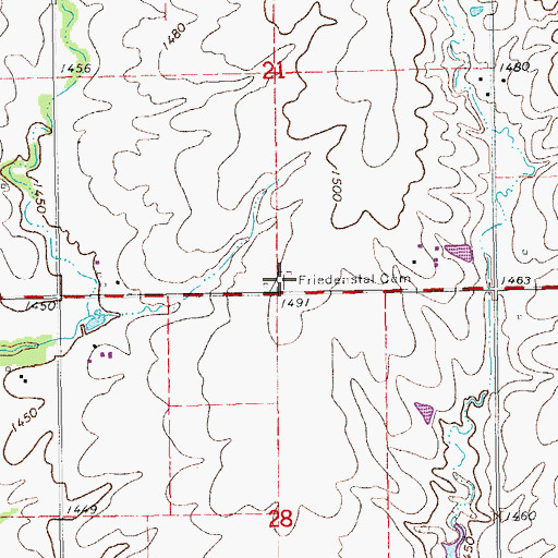 Topographic Map of Friedenstal Cemetery, KS