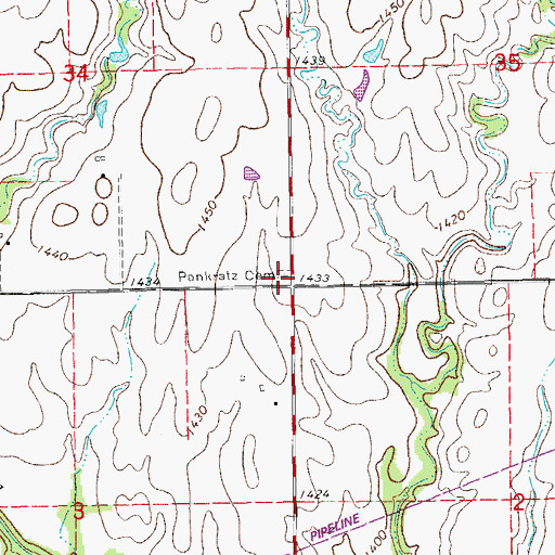 Topographic Map of Pankratz Cemetery, KS