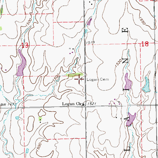 Topographic Map of Logan Cemetery, KS
