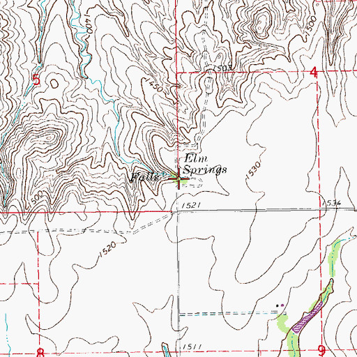 Topographic Map of Elm Springs, KS
