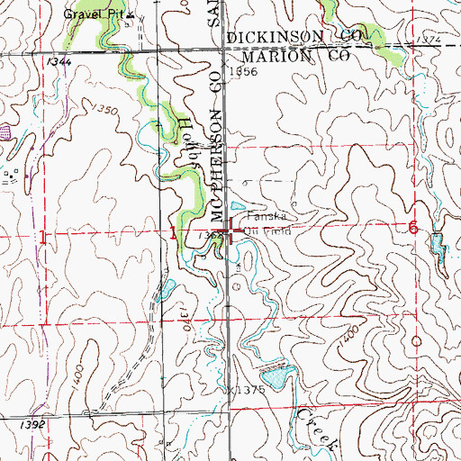 Topographic Map of Fanska Oil Field, KS