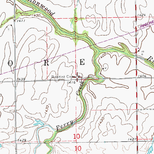 Topographic Map of Baptist Cemetery, KS