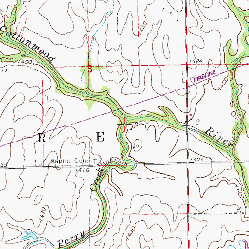 Topographic Map of Perry Creek, KS