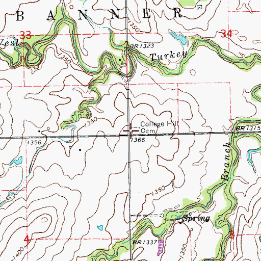 Topographic Map of College Hill Cemetery, KS