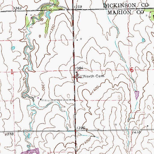 Topographic Map of Saint John's Lutheran Cemetery, KS