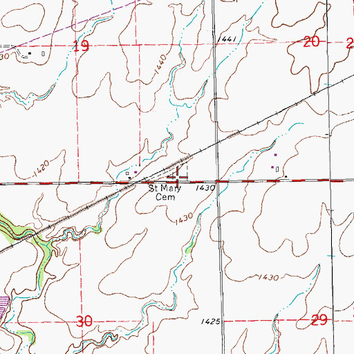 Topographic Map of Saint Mary Cemetery, KS