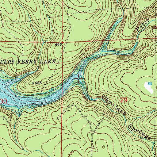 Topographic Map of Chastain Springs Branch, AR