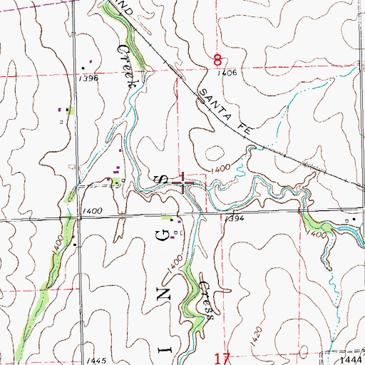 Topographic Map of Cress Creek, KS