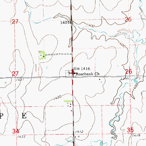 Topographic Map of Rosebank Church of the Brethren, KS