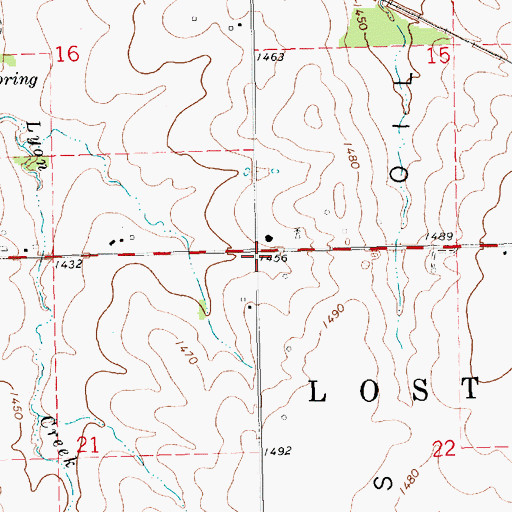 Topographic Map of Township of Lost Springs, KS