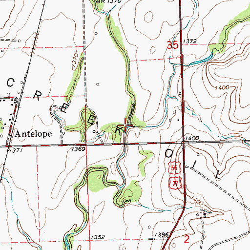 Topographic Map of East Branch Clear Creek, KS