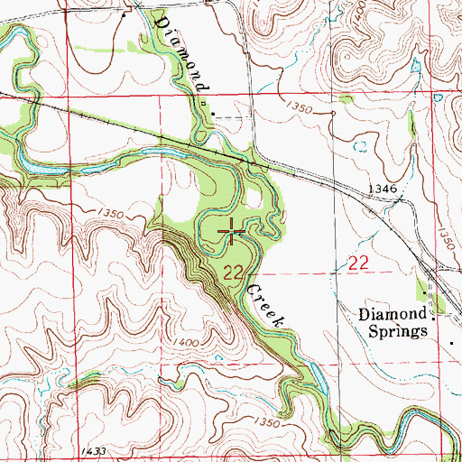 Topographic Map of Sixmile Creek, KS