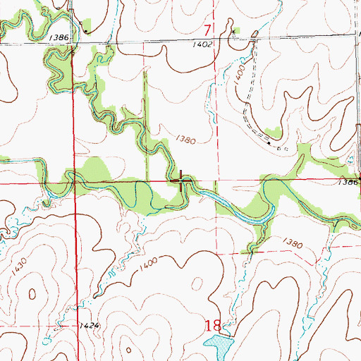Topographic Map of Camp Creek, KS