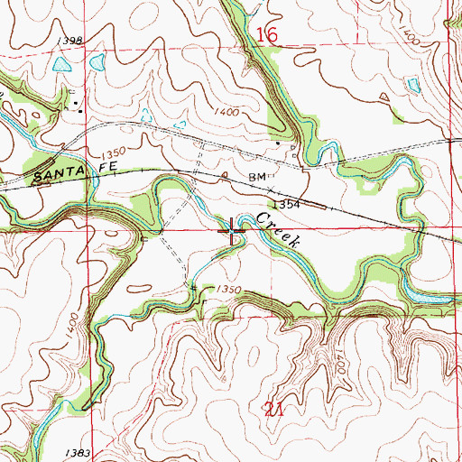 Topographic Map of Mulberry Creek, KS
