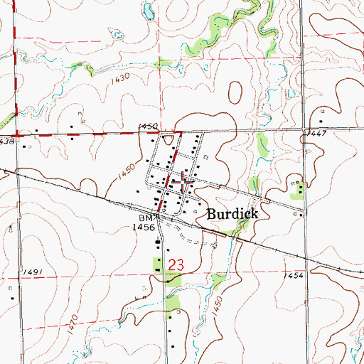 Topographic Map of Burdick, KS