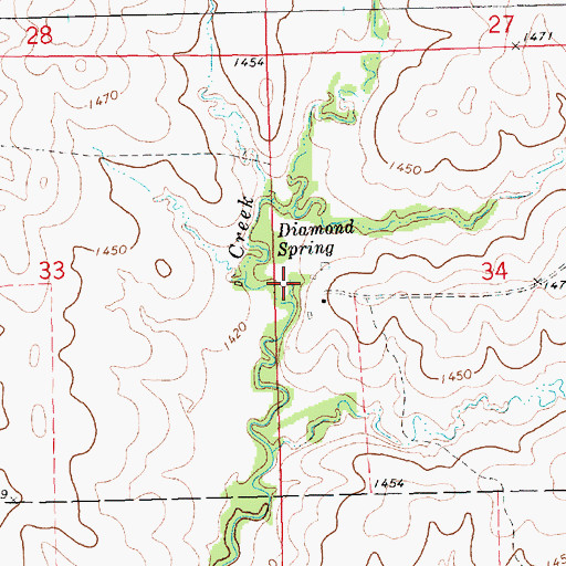 Topographic Map of Diamond Spring, KS