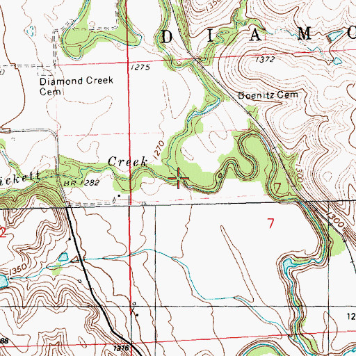 Topographic Map of Pickett Creek, KS