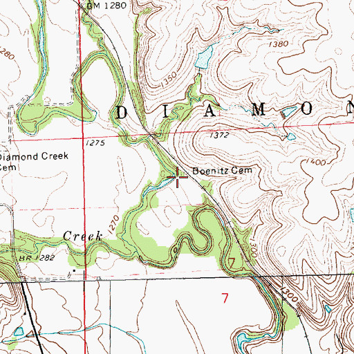 Topographic Map of Boenitz Cemetery, KS