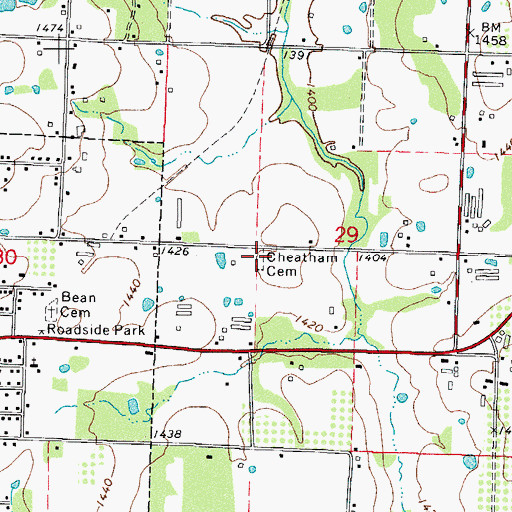 Topographic Map of Cheatham Cemetery, AR
