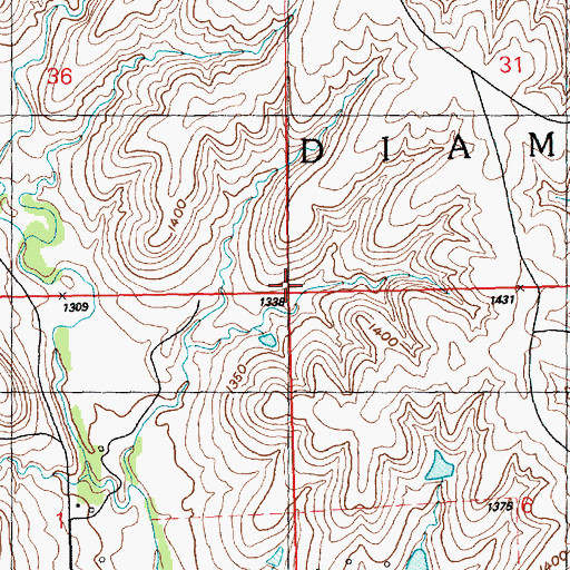 Topographic Map of Township of Diamond Creek, KS