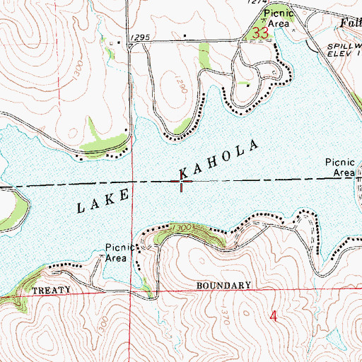 Topographic Map of Lake Kahola, KS