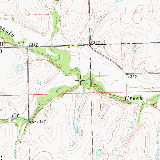 Topographic Map of Indian Creek, KS