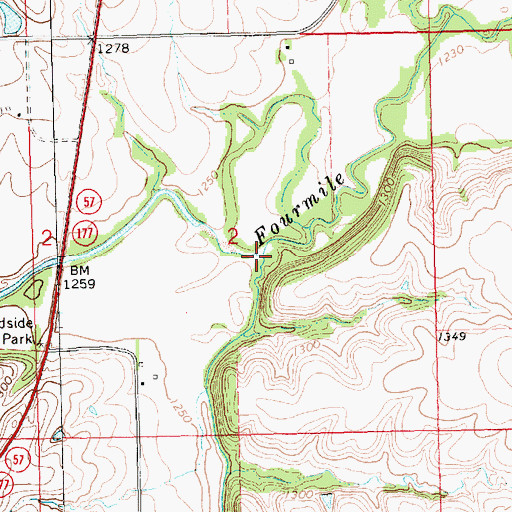 Topographic Map of Wolf Creek, KS
