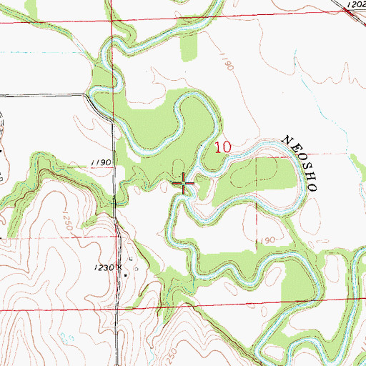 Topographic Map of Walker Branch, KS