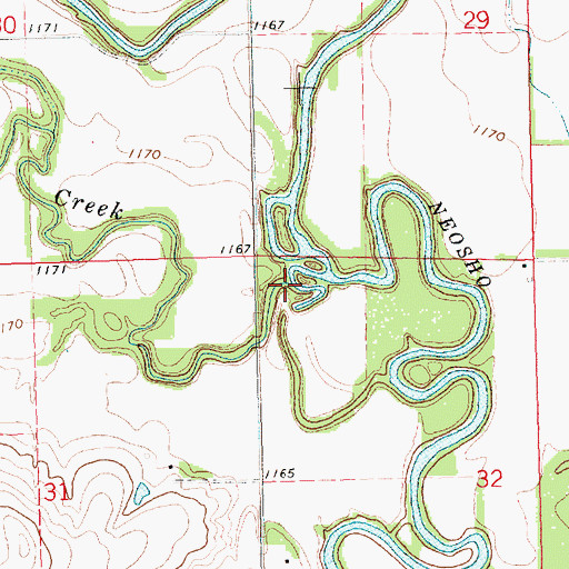 Topographic Map of Kahola Creek, KS