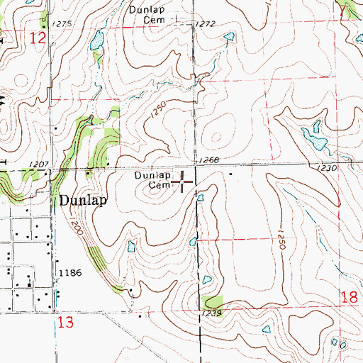 Topographic Map of Dunlap Cemetery, KS
