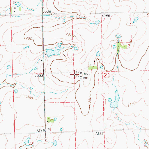 Topographic Map of Frost Cemetery, KS