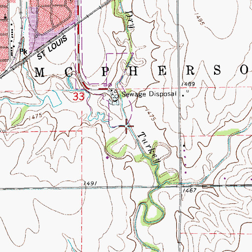 Topographic Map of Bull Creek, KS