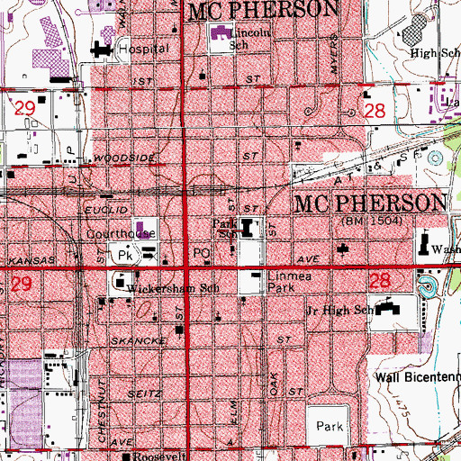 Topographic Map of McPherson, KS