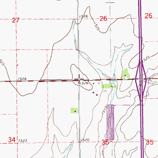 Topographic Map of New Gottland School, KS