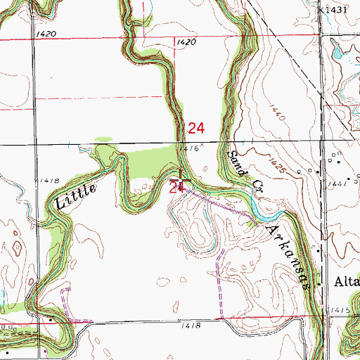 Topographic Map of Turkey Creek, KS