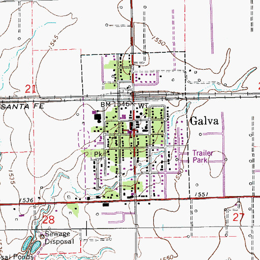 Topographic Map of Galva, KS
