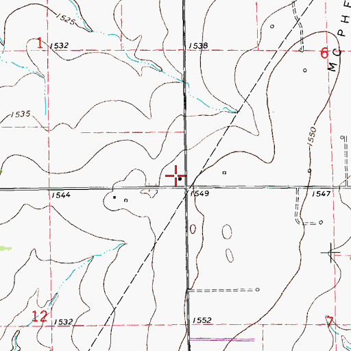 Topographic Map of Peaceful Prairie School, KS