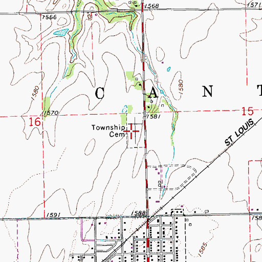 Topographic Map of Township Cemetery, KS