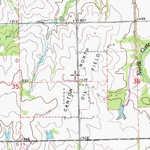 Topographic Map of Canton North Oil Field, KS