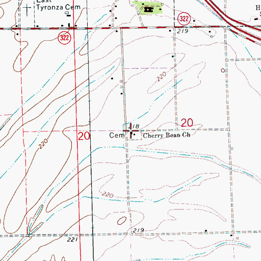 Topographic Map of Cherry Bean Church, AR
