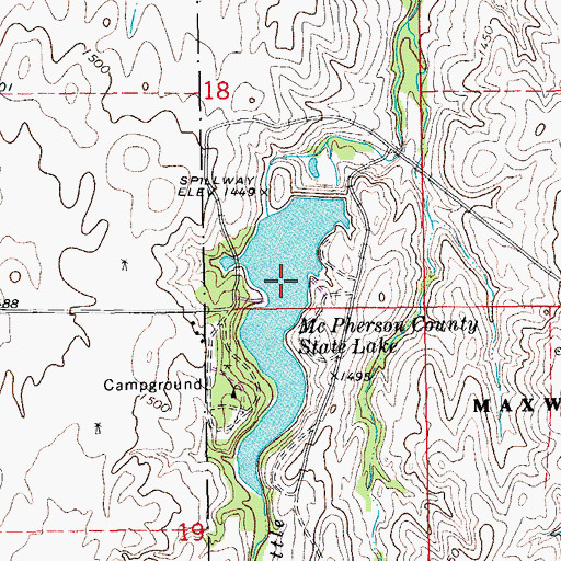 Topographic Map of McPherson County State Lake, KS