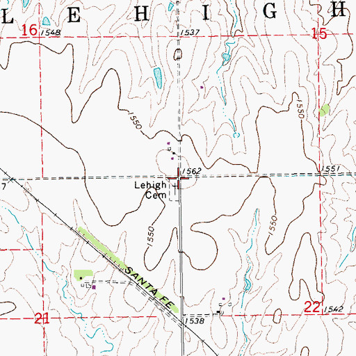 Topographic Map of Township of Lehigh, KS