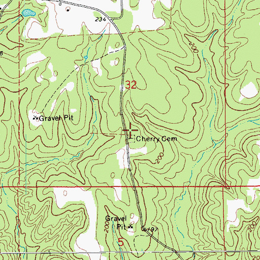 Topographic Map of Cherry Cemetery, AR