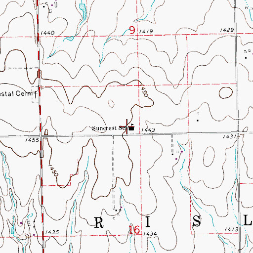 Topographic Map of Suncrest School, KS
